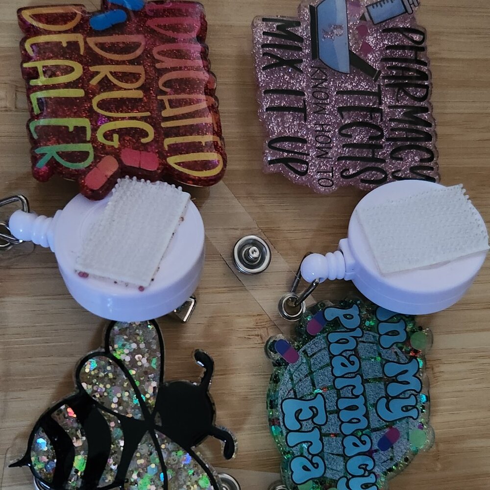 Pharmacy tech related badge reels